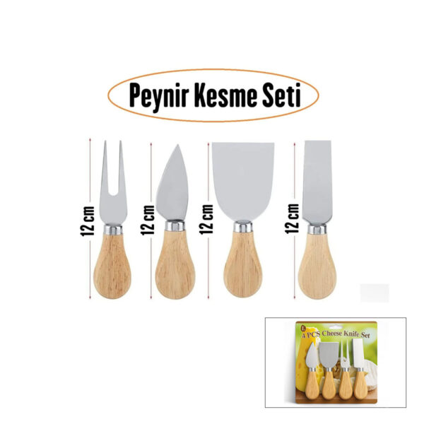 Cheese Knife Set 4pcs Peynir Bıçak Seti Ahşap Bambu Saplı
