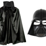 Çocuk Boy Yıldız Savaşları Star Wars Darth Vadet Maskesi ve 90 cm Pelerin Seti Siyah