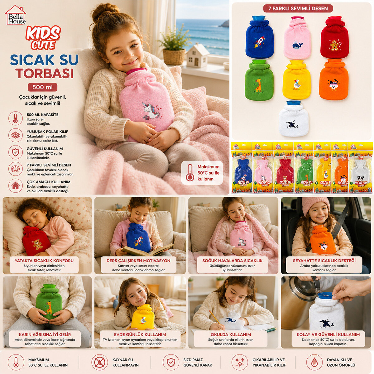 Çocuk Polarlı Sıcak Su Torbası 500 ml