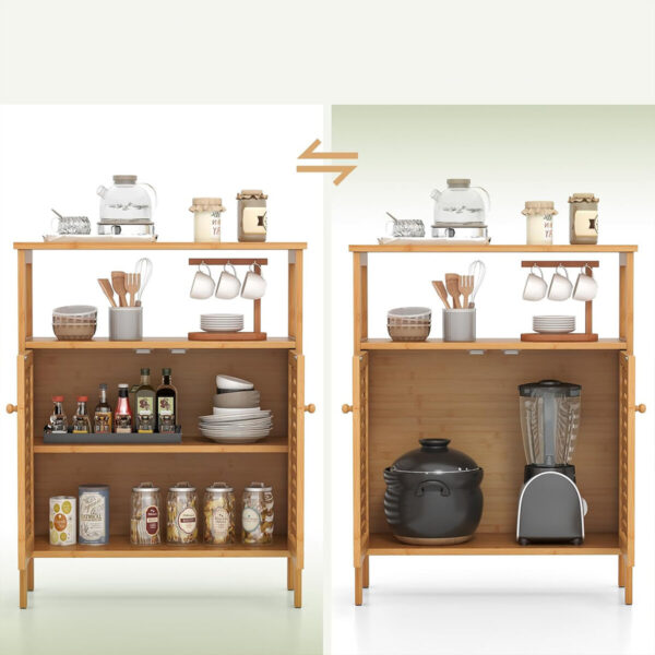 Çok Amaçlı Dolap Ahşap Bambu Organizer Raflı 66x33x85cm