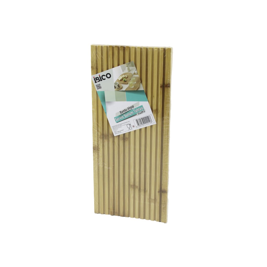 D.gen Düz Kanallı Çift Taraf - Düz - Kanallı Ahşap Bambu Servis Sunum Tahtası 17 X 39 X 1.5 cm