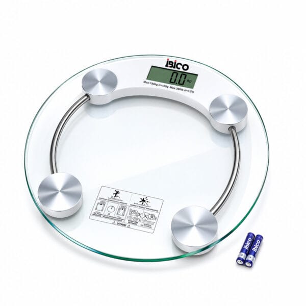 Dijital - Pilli Yuvarlak Banyo Baskül Terazi Tartı LCD Ekran 180 kg/0.1g 30x30cm İ11-026
