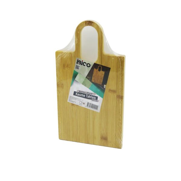 Dikdörtgen - 22x38cm Ahşap Bambu Kesim Panosu - Kesme Tahtası Oval Kulplu