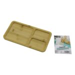 Dikdörtgen 3 Bölmeli - 2+1 Ahşap Bambu Servis Sunum Tepsi - Tahtası 24.8 X 13.8 X 1.4 cm