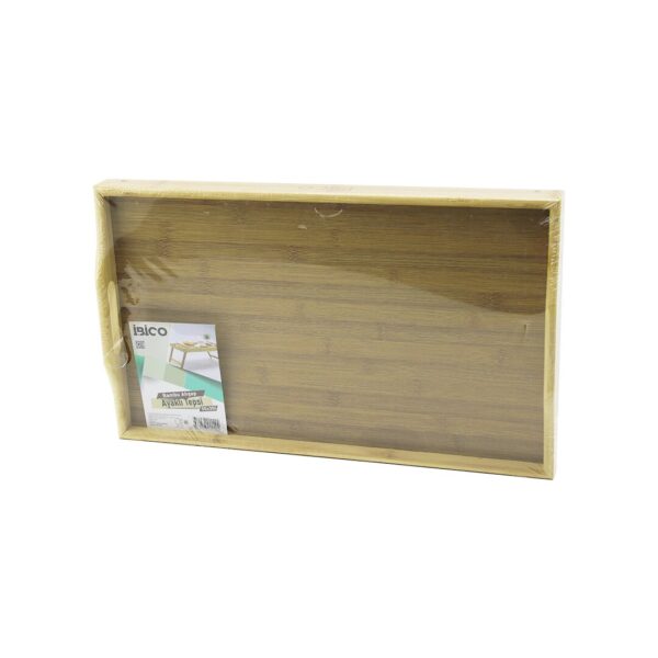 Dikdörtgen - 30x50cm Aç Kapa Ayaklı - 20 cm Ahşap Bambu Sunum Tepsi