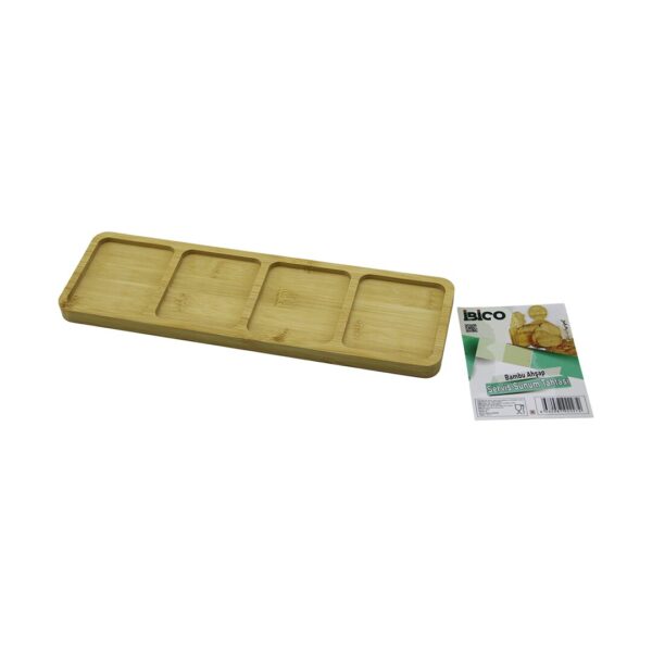 Dikdörtgen 4 Bölmeli Ahşap Bambu Servis Sunum Tepsi - Tahtası Mini Tepsi 33 X 10 X 1.4 cm