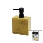 Dikdörtgen Ahşap Bambu Sıvı Sabunluk Siyah Plastik Pompa 5.8 X 9.9 cm - Y: 10 cm