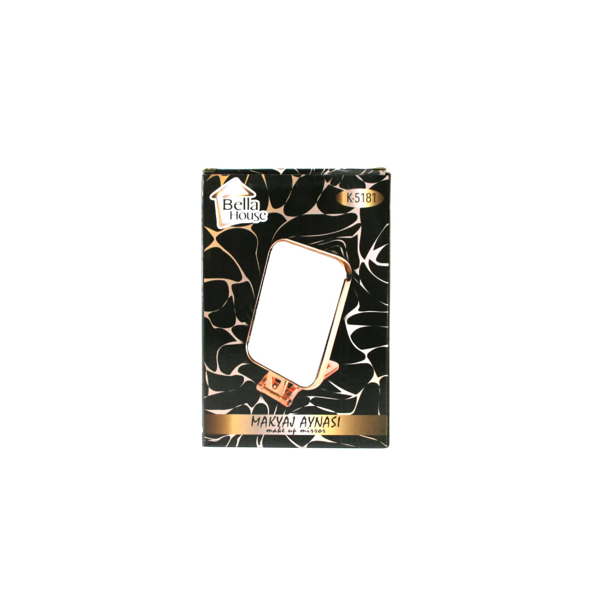 Dikdörtgen - Bakır 15x11.5cm Makyaj Aynası Çift Taraflı Katlanır Ayaklı