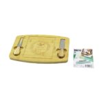 Dikdörtgen - Bombeli Kenar2-Bıçak - Sağ-Sol Ahşap Bambukahvaltı Peynir Sunum Pano Bıçak - Ahşap Saplı19x28.7x1.4cm