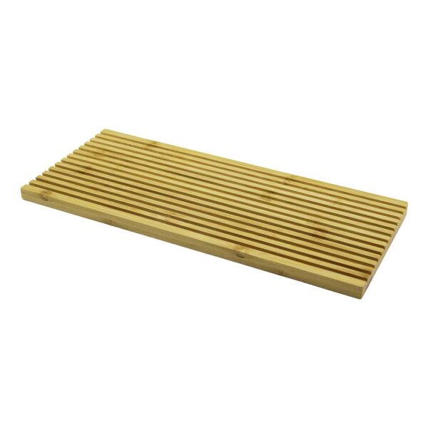 Dikdörtgen Çift Taraflı - Düz - Dalgalı Oyuk Kanallı Ahşap Bambu Sunum Tepsi 17x39x1.5cm