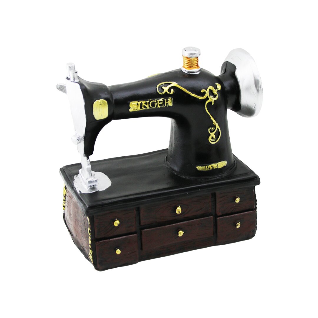 Dikiş Makinesi Vintage Dekoratif Biblo 20x15x8.5cm Reçine