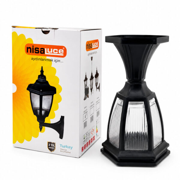 E27 - Ip44 Siyah 60 W Set Üstü Bahçe-Balkon Sokak Lambası - Armatür Ebh01-S