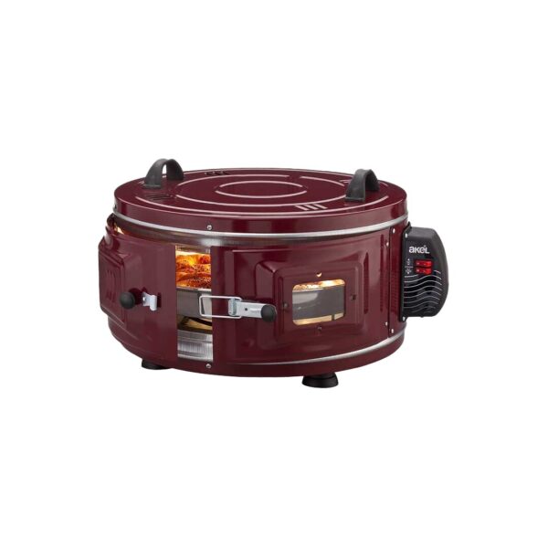 Ekonomik Yuvarlak Davul Fırın 1100 W - 46 cm Alüminyum Tepsi Ön Gözetleme Camı Af-007
