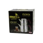 Filinta Aile Boy Çelik Çaydanlık Seti Çift Kapaklı Renkli Bakalit Kulp Üst Demlik: 1.5 lt - Alt Suluk: 3 lt Kendinden Süzgeçli