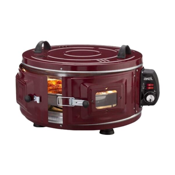 Gross Yuvarlak Davul Fırın Standart Ayarlanabilir Termostat - 50°c-320°c 1300 W - 53 cm Alüminyum Tepsi Ön Gözetleme Camı Af-008b