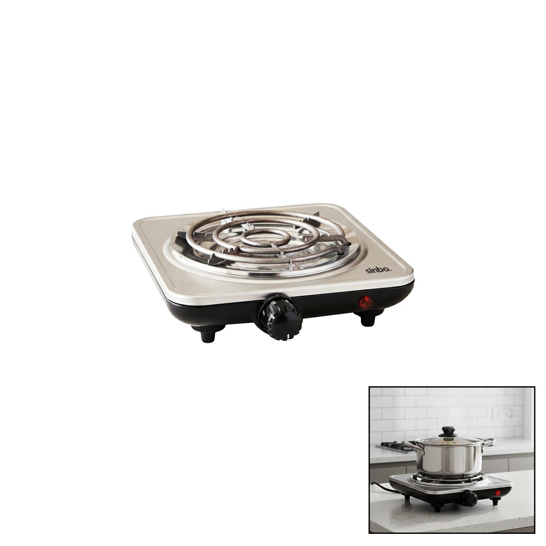 Gümüş Tek Gözlü Elektrikli Ocak 1000 W 5 Farklı Ayarlanabilir Isı Kontorl Kaymaz Ayak Hızlı Isınan Taş Sco-5065