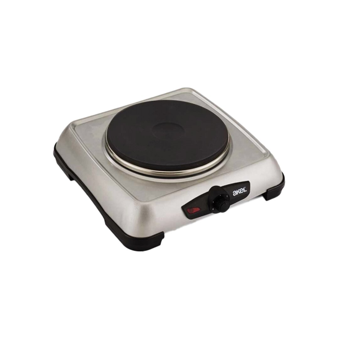 Gümüş Tek Gözlü Mini Elektrikli Ocak 1500 W Ayarlanabilir Termostat Isıtıcı Yüzey - 18 cm Ap-516