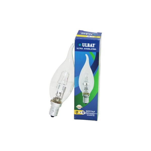 Halojen 28 W - E14 Sarı Renk Kıvrık Şeffaf Mum Ampul