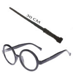 Harry Potter Asası 30 cm ve Siyah Çerçeveli Harry Potter Gözlüğü Seti