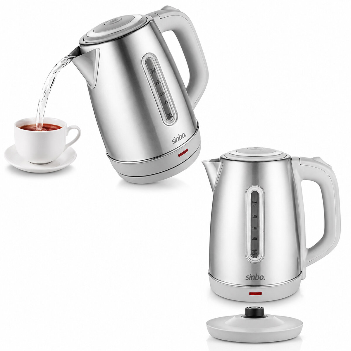 İnoks Çelik Kettle Su Isıtıcısı Kablosuz Kullanım 1.8 lt 360° Dönebilme Otomatik Kapanma Sk-8031