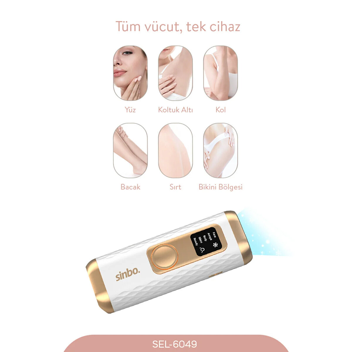 Ipl Buz Lazer Epilatör - Epilasyon Cihazı 5 Farklı Mod - LCD Ekran Tüm Vücut Uygun Sel-6049
