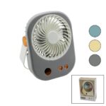 Işıklı Mini Fan Masa Üstü USB Şarjlı 2in1 Kulp - Taşıma - Duruş 3 Kademe Hız 15.5x12cm Bjj-565