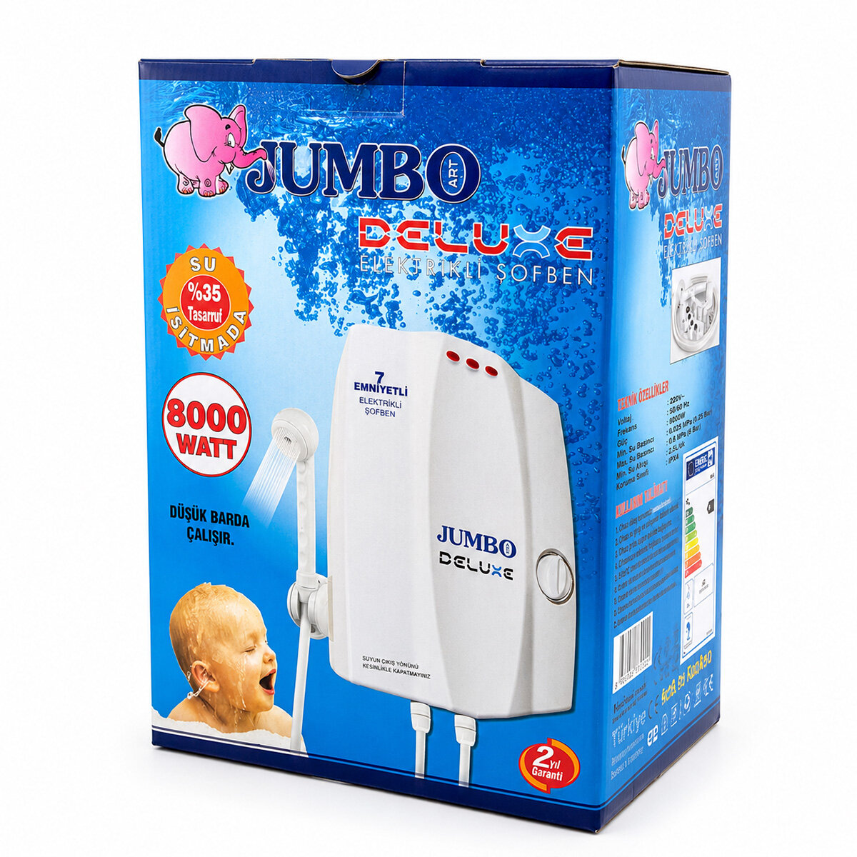 Jumbo Beyaz Elektrikli Şofben 7.500-9000 W