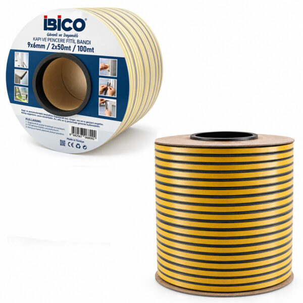K.rengi 2x50 - 100 m Bobin Fitil Kapı - Pencere Bant D Profil 9x6mm Bandı