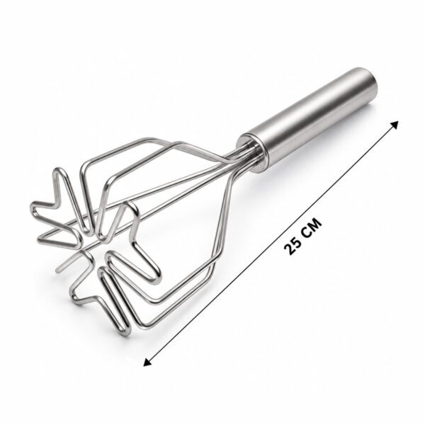Kalp Şekil Çap: 9 cm Krom Saplı - 12 cm Metal Patates Ezici Toplam Uzunluk: 26 cm