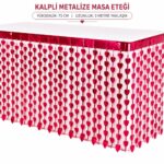 Kalpli Metalize Masa Eteği Kırmızı 75x300 cm