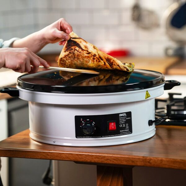 Katmer - Yufka Sacı Termostatlı - Standlı 3000 W Emaye Kaplı Geniş Üst Yüzey 53 cm Genişlik At-111b