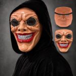 Kırmızı Ağız ve Beyaz Diş Detaylı File Gözlü Maske