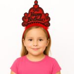Kırmızı Happy Birthday Prenses Tacı – Doğum Günü Taç Aksesuarı