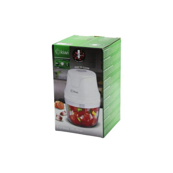 Kiwi Kc-8203 USB Şarjlı Mini 3 Bıçaklı Blender Rondo Gıda Doğrayıcı 350 ml - Mika Kristal Hazne