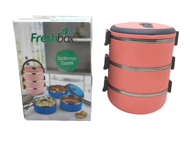 Koyu Pembe 3lü Sefer Tası Saklama Kabı 1.8 lt
