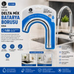 Kuğu Evye - Lavabo Kısa Delta Mix Batarya Borusu Krom Kaplama - Vakumlu - Süzgeçli Uç