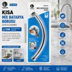 Kuğu Evye - Lavabo Kısa Mix Batarya Borusu Krom Kaplama - Vakumlu - Süzgeçli Uç