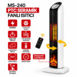 Kumandalı Sıcak Dik Ptc Seramik Fanlı Isıtıcı LED Kontrol Ekran - Devrilme Emniyet 2000 W Ms-240