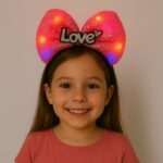 LED Işıklı Love Yazılı Fuşya Fiyonk Taç – Kız Çocuk Parti Tacı