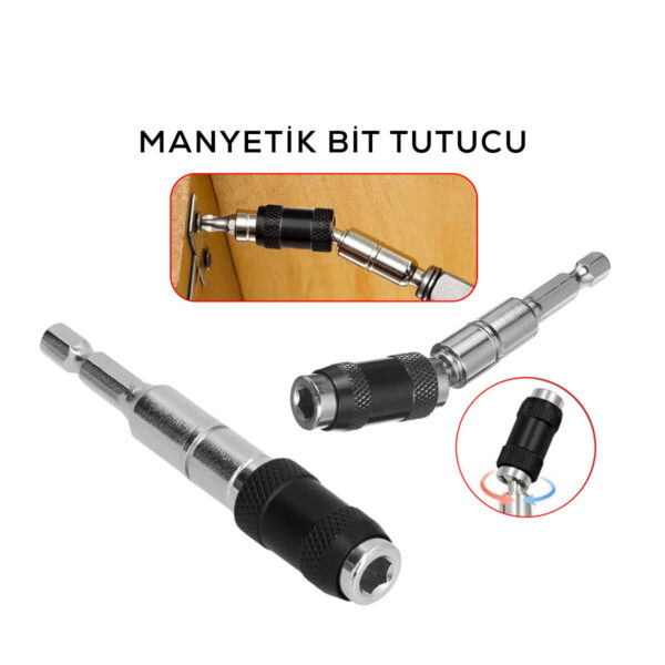Mafsallı Manyetik Bits Tutucu 1/4 Döner Başlık - 0-20°