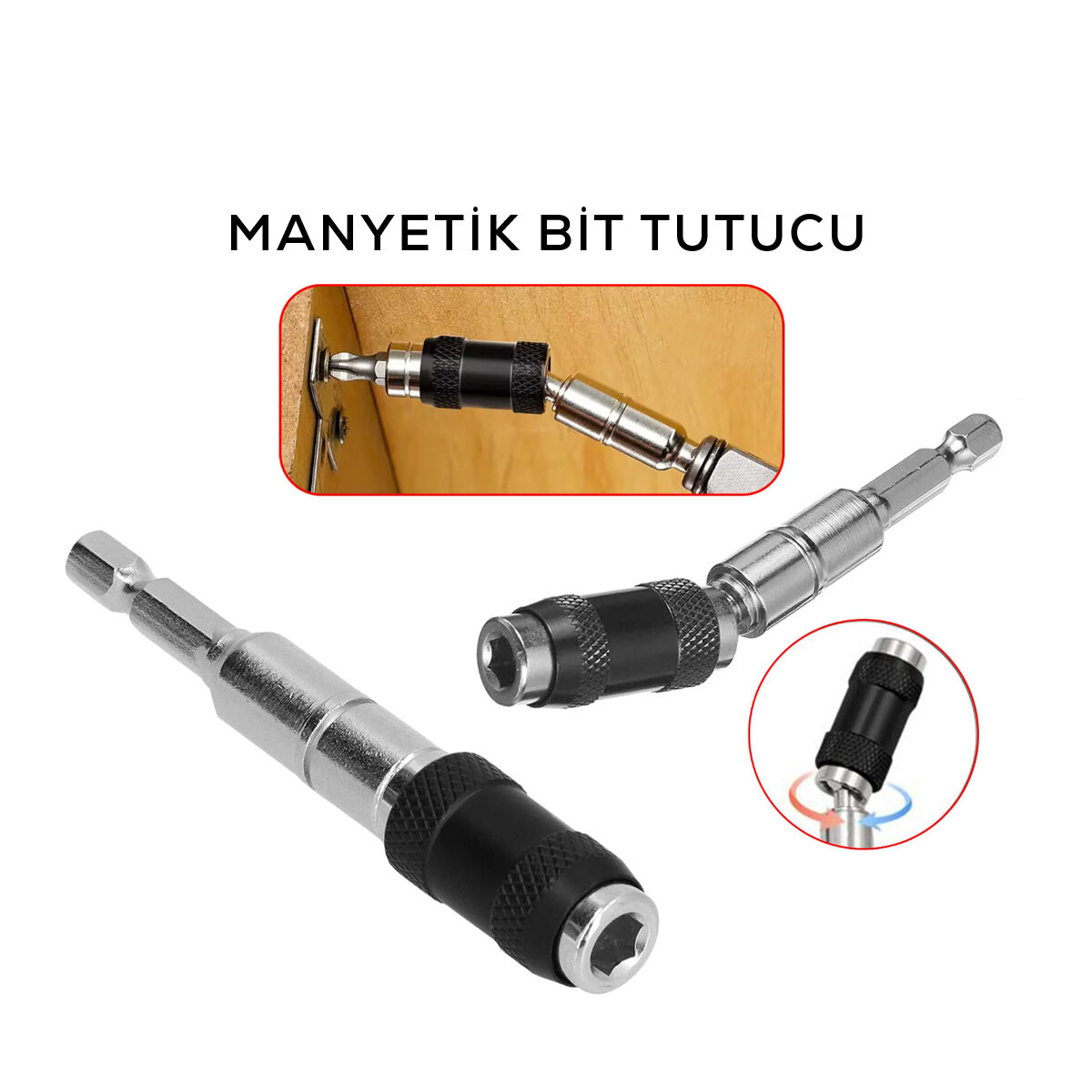 Mafsallı Manyetik Bits Tutucu 1/4 Döner Başlık - 0-20°