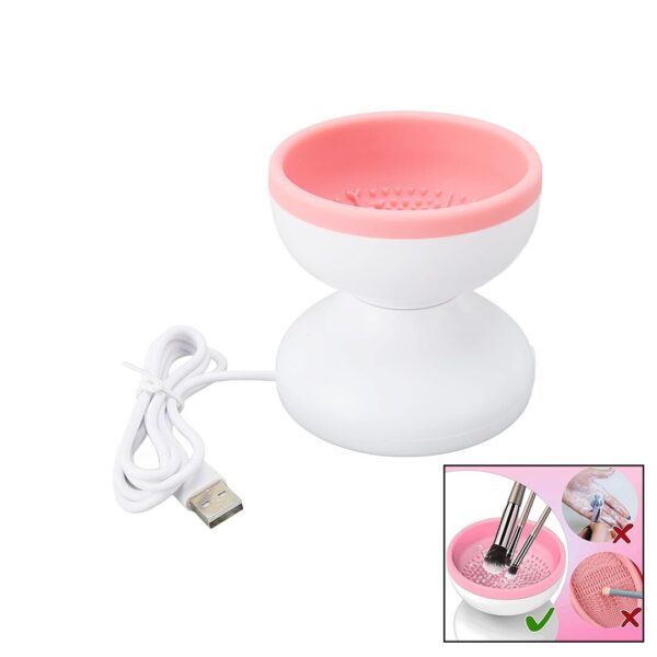 Makeup Brush Cleaner Makyaj Fırça Temizleme Makinesi USB Çalışma - Silikon Tırtıklı Hazne
