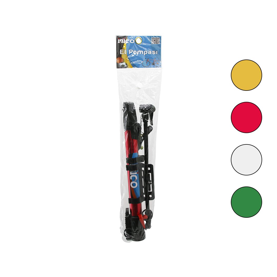Mandallı Uç Mini El Pompası Bisiklet- Top Bisiklet Montaj Aparatlı 30 cm Hortum - Top İğne - Uç