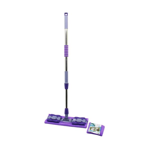 Mandallı Yüzey Temizlik Palet Mop M.fiber Paspas - Yedekli Duvar Silme Mop Metal Uzayan Sap - 70-107 cm- 360°