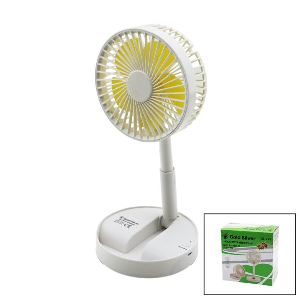 Masa Üstü Vantilatör USB Şarjıl Katlanır Fan - 13.6 cm - Uzayan Ayak - 11-16 cm 180 Derece Telefonluklu Gs-275