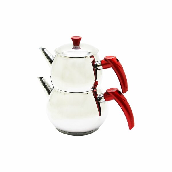 Mini 2 lt Küçük Boy Küre Çelik Çaydanlık Seti - Üst: 0.75 lt - Alt: 1.4 lt