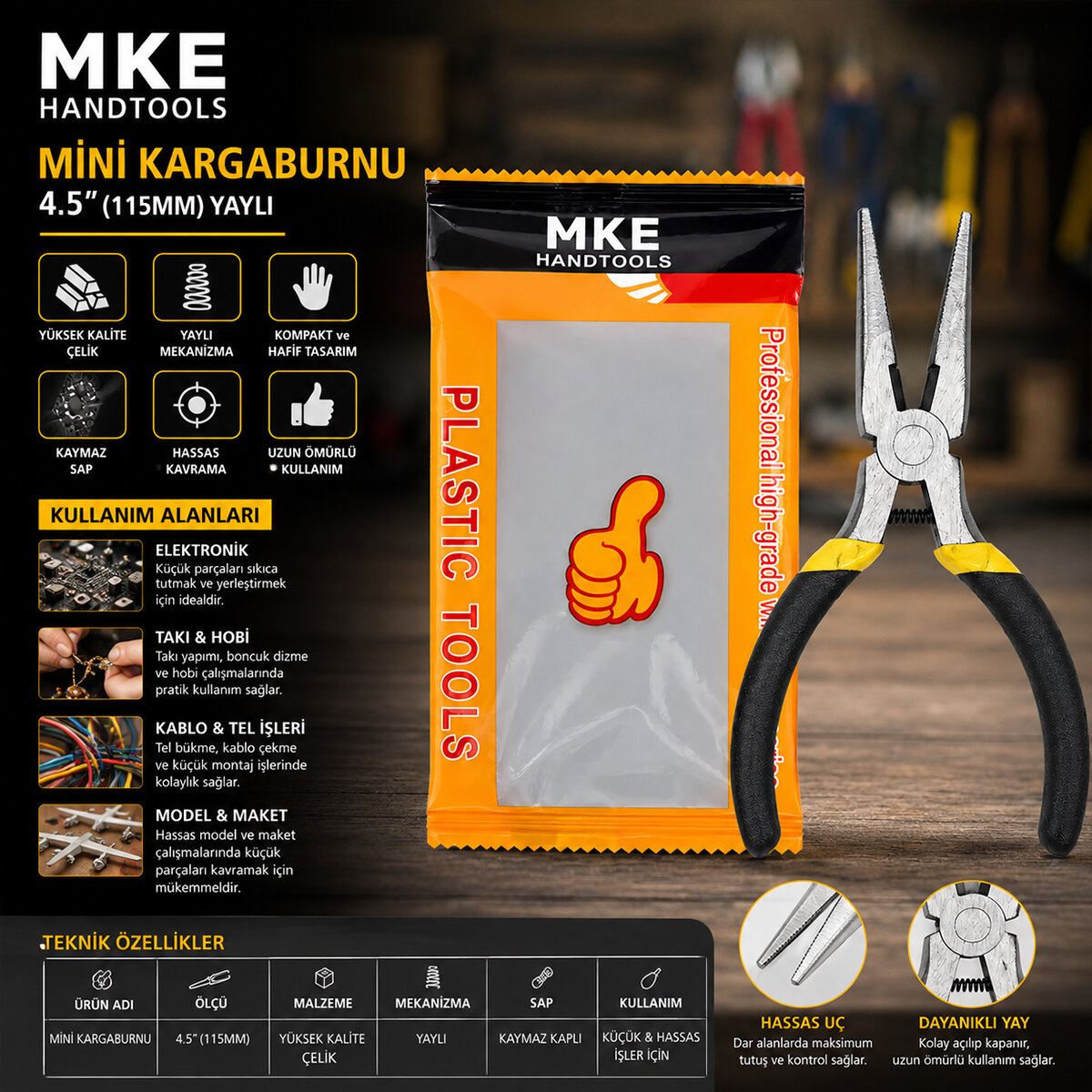 Mini 4.5 Inc 115 m Çelik Kargaburnu Yaylı