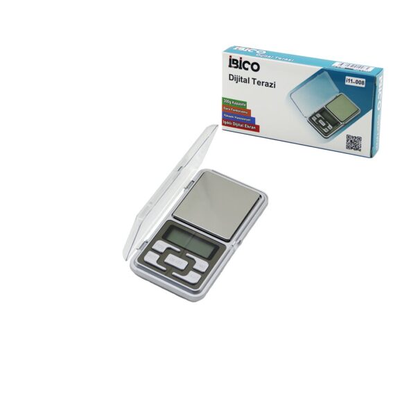 Mini - 6x12cm Hassas Tartı - Terazi 300 gr/0.01 gr Şeffaf Pls.kapaklı - Pilli - 2pcs İnce
