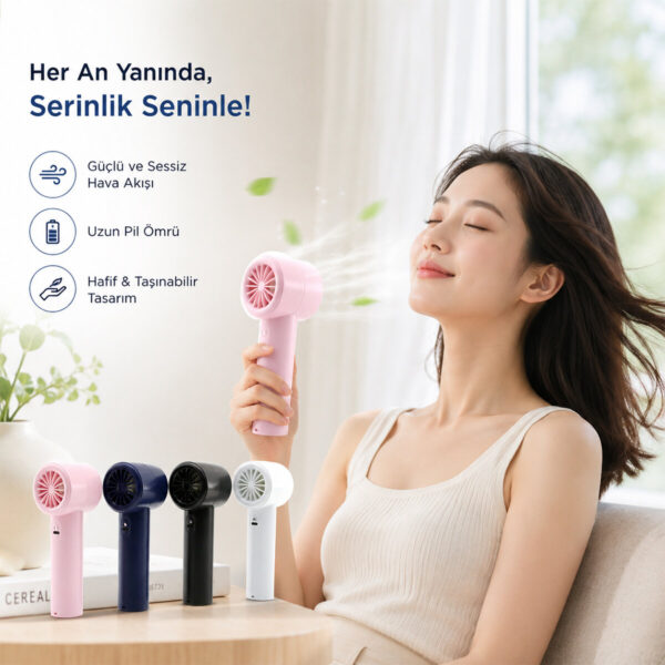 Mini El Fanı Renki Ayarlanabilir Hız Ayarı Dijital Gösterge Fan - Vantilatör 5 W Wx-638 Herhangi Bir Renk Gönderilir