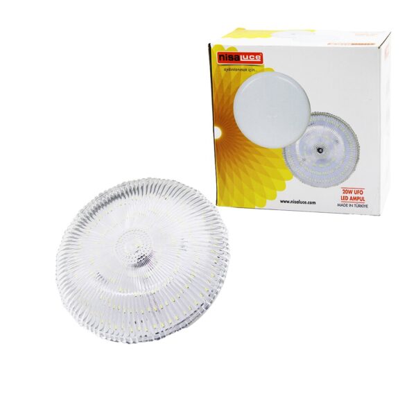 Nisaluce Eamp-020k/B Mika Kristal Camlı 20 W Ufo LED Ampul Beyaz - 6500k